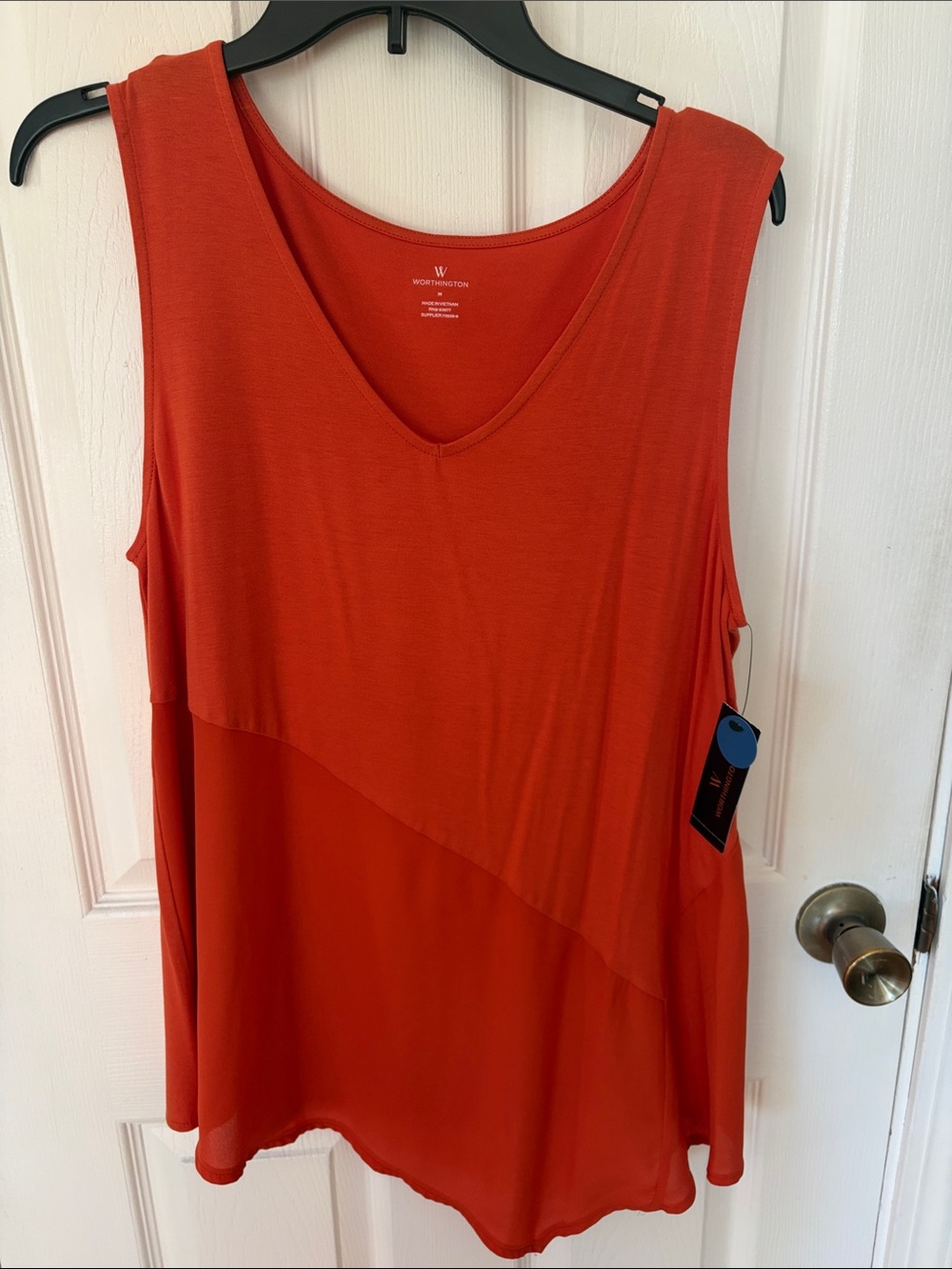 Worthington Orange-Red V-Neck Layered Tank